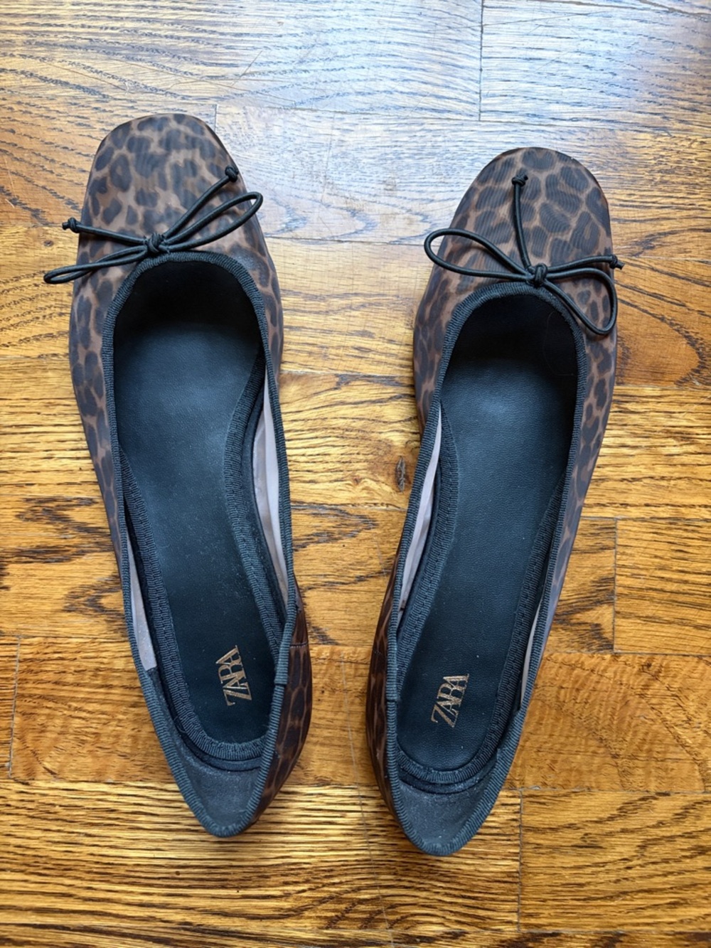 Zara Leopard-Print Ballet Mesh Ballet Flats